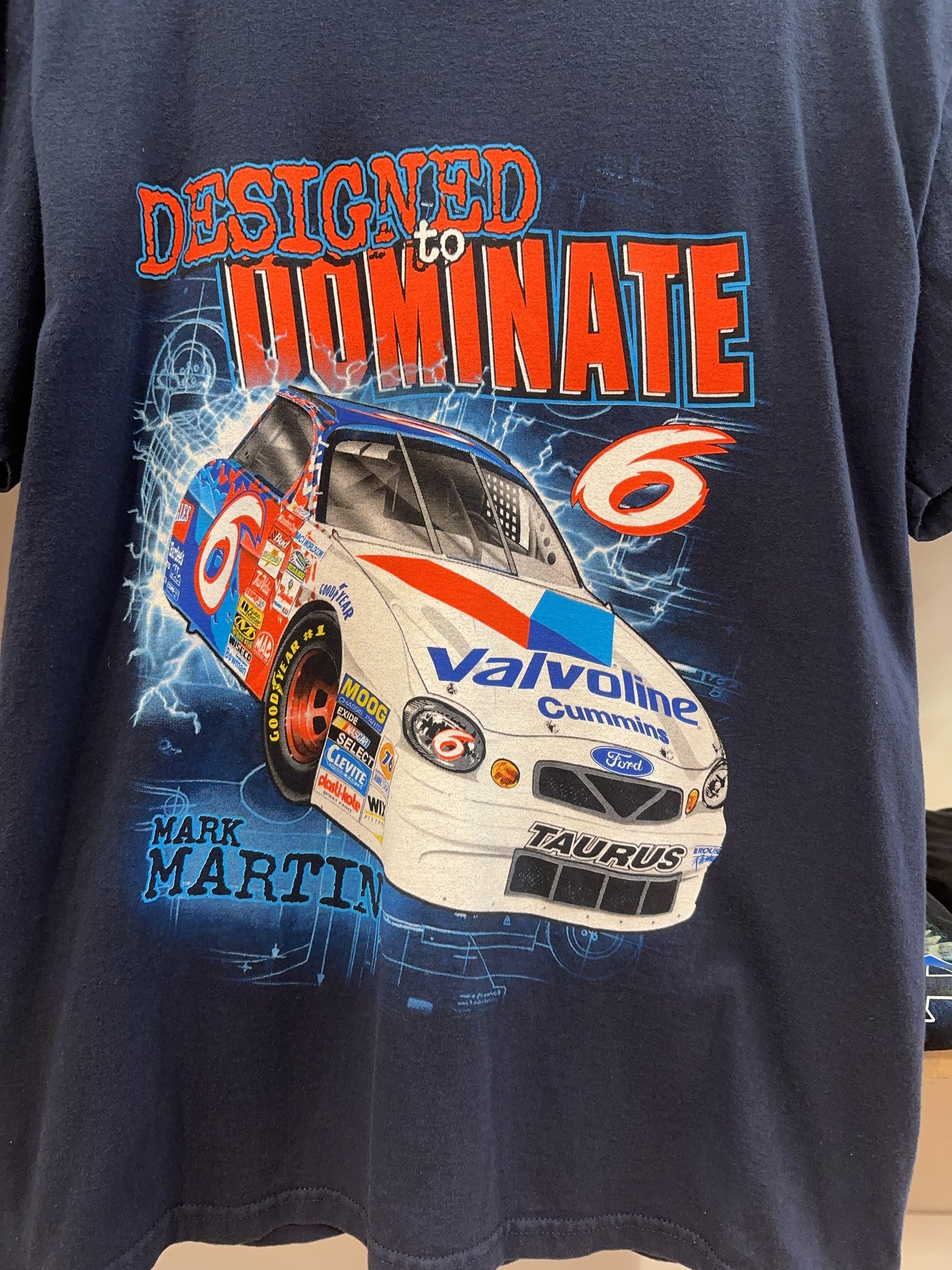 Vintage Mark Martin Valvoline Racing NASCAR Double-Sided T-Shirt