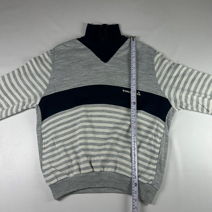 M - 1980's Le Coq Sportif Vintage Striped Quarter-Zip Pullover Sweatshirt