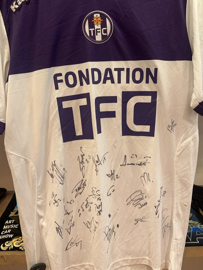 2014-2015 Toulouse FC Squad Team Signatures Kappa Away Football Shirt - L
