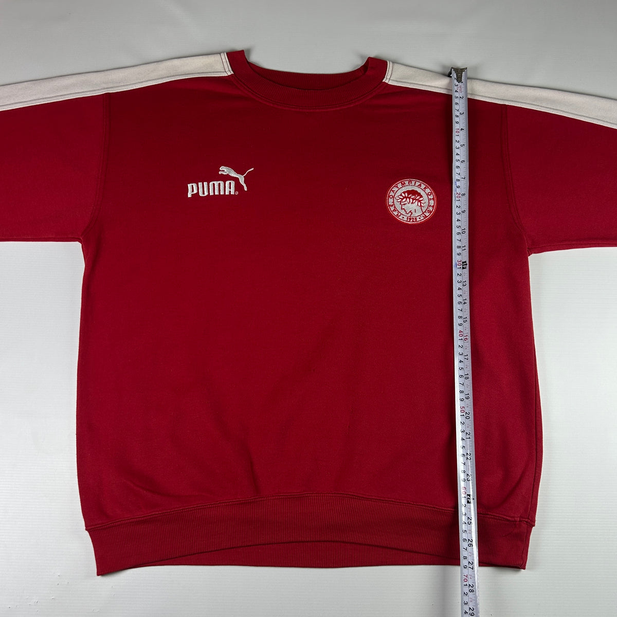 L - Vintage 1990's Puma Olympiakos Red Crewneck Sweatshirt