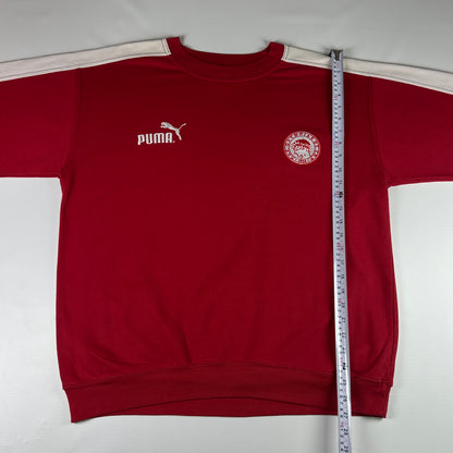 L - Vintage 1990's Puma Olympiakos Red Crewneck Sweatshirt