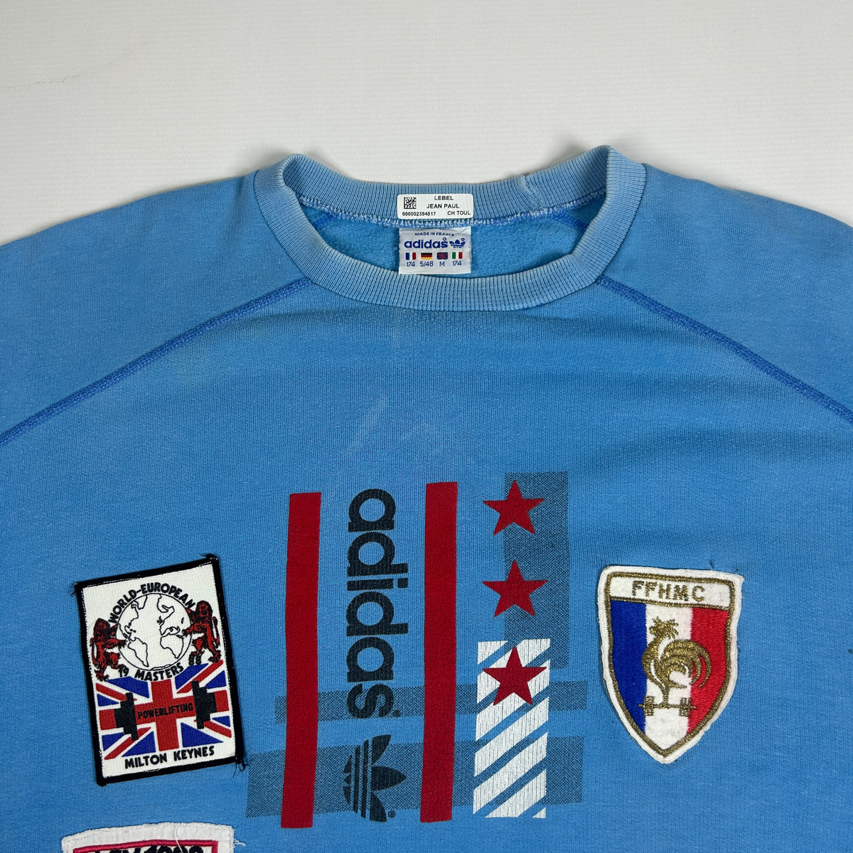 M - 1980's Vintage Adidas Jean Paul Powerlifting Graphic Sweatshirt