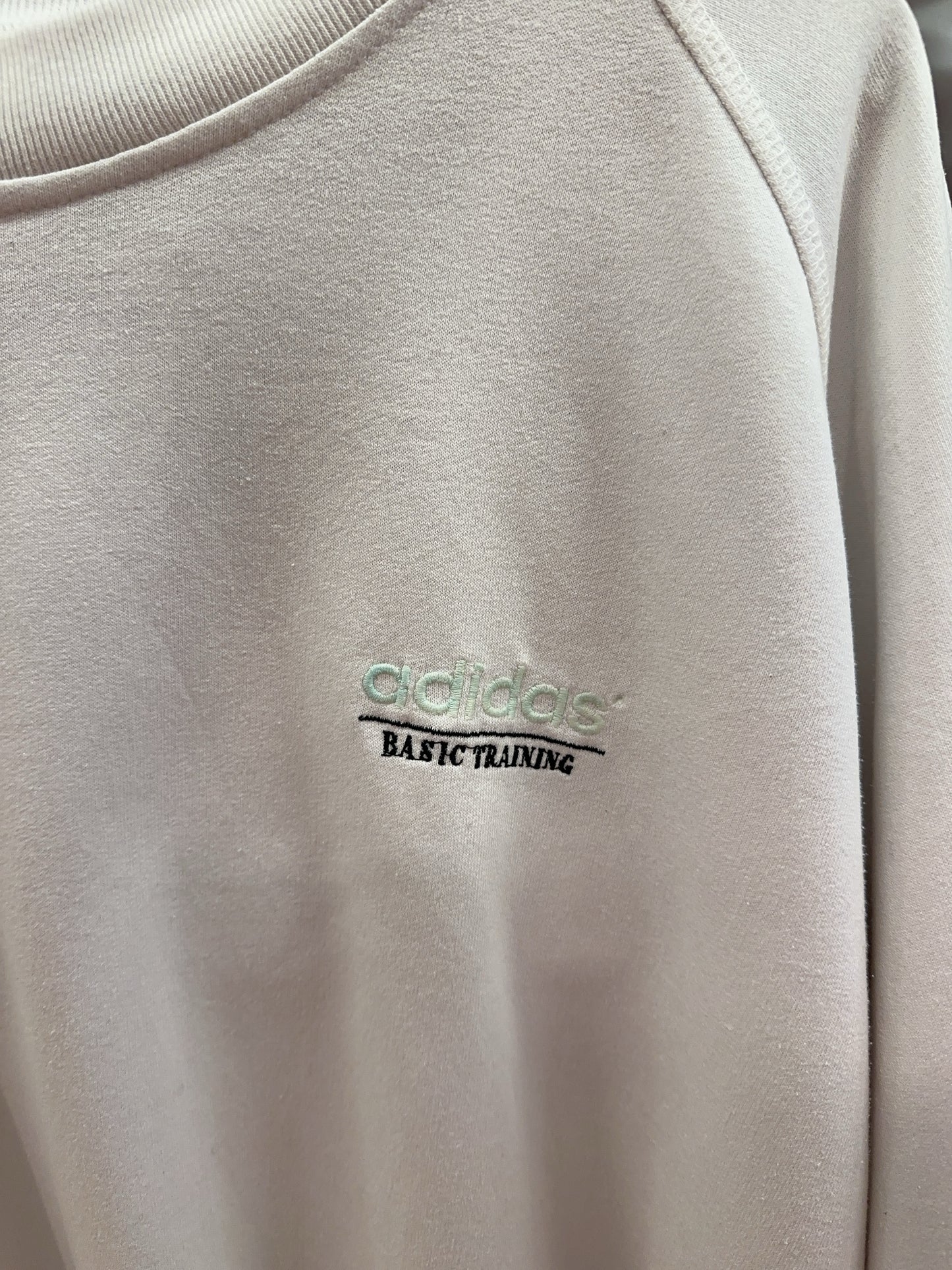 Adidas Basic Training Embroidered White Sweatshirt - L