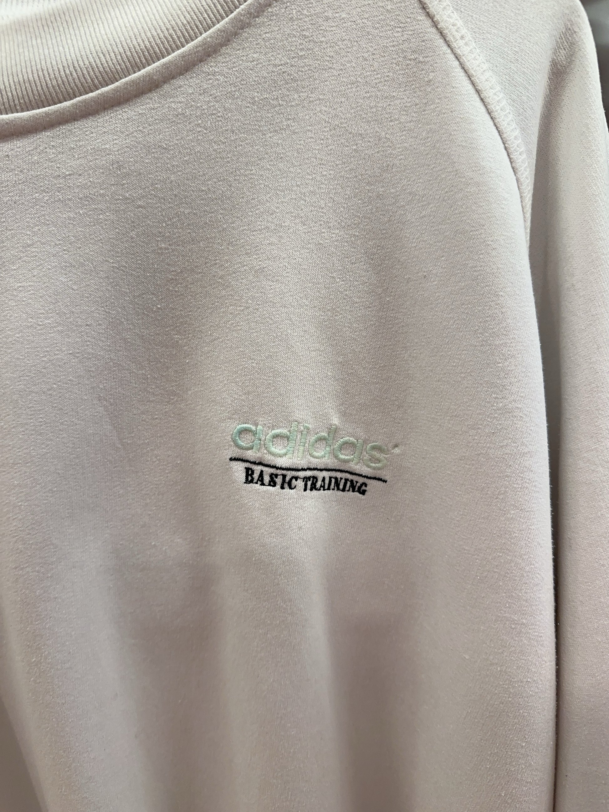 Adidas Basic Training Embroidered White Sweatshirt - L
