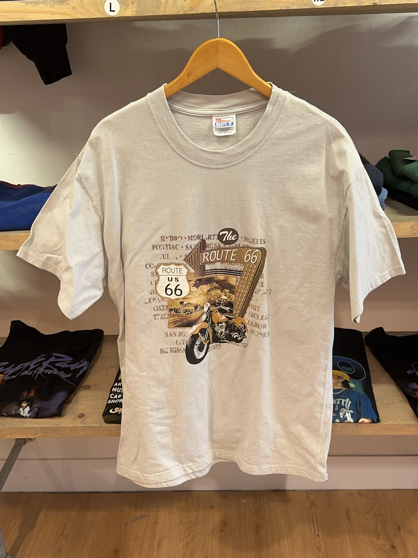 L - Hanes Beefy-T Route 66 Graphic T-Shirt