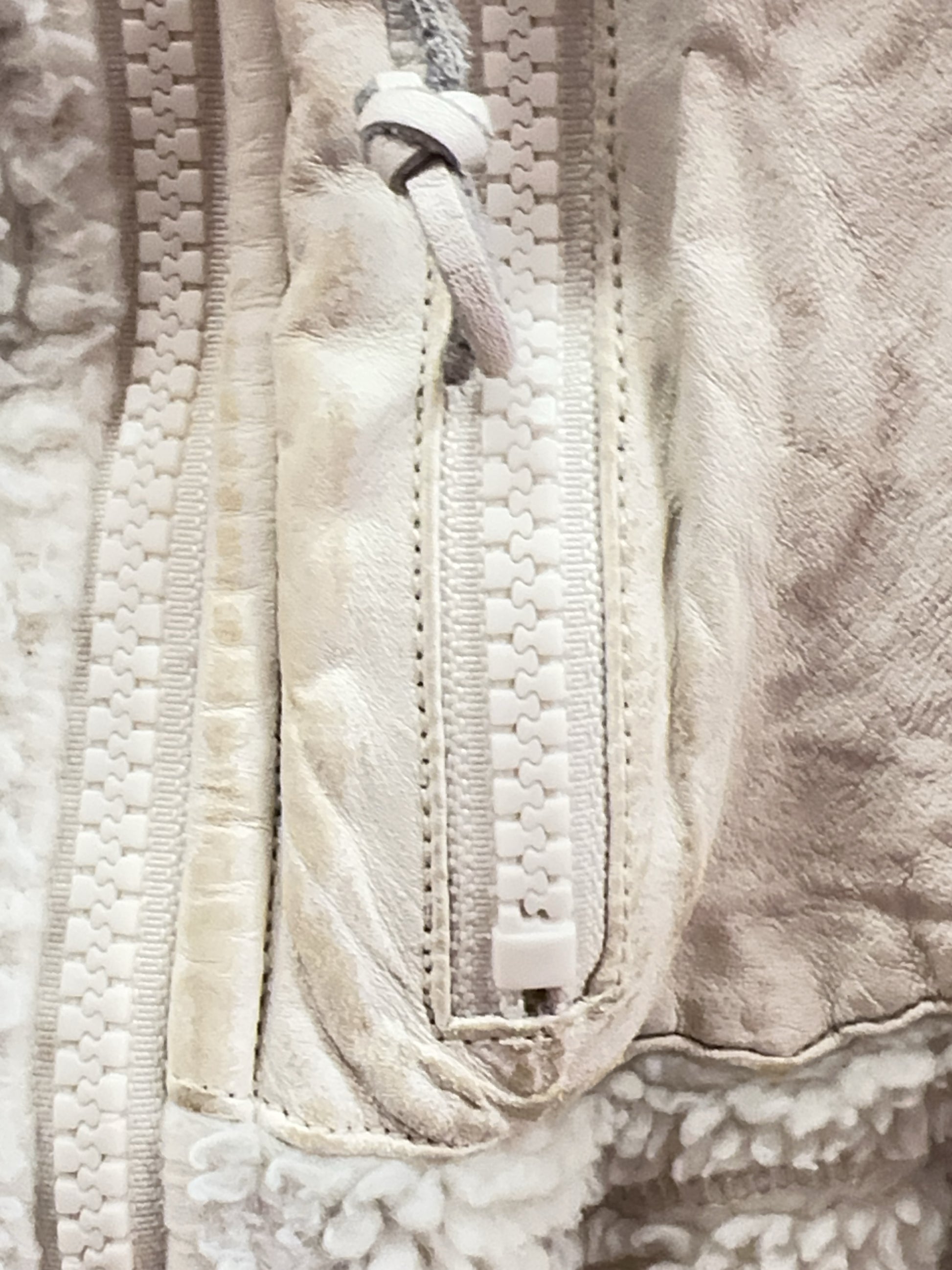 XS - Vintage 1990's Ralph Lauren Leather-Trim Sherpa Fleece Jacket