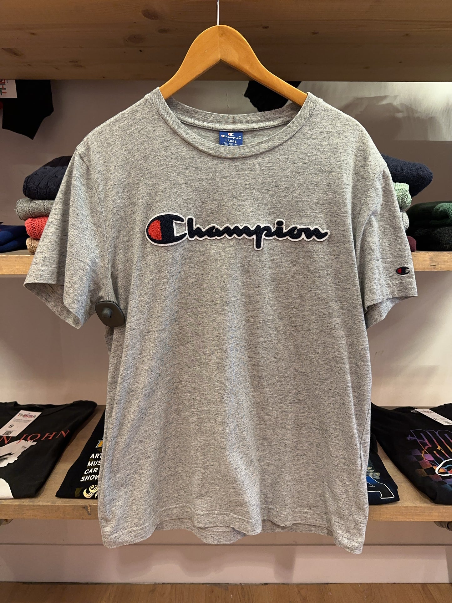 Champion Script Logo Heather Gray T-Shirt