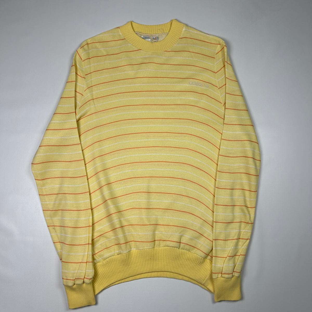 M - Adidas Vintage Yellow Striped 1990s Knit Sweater