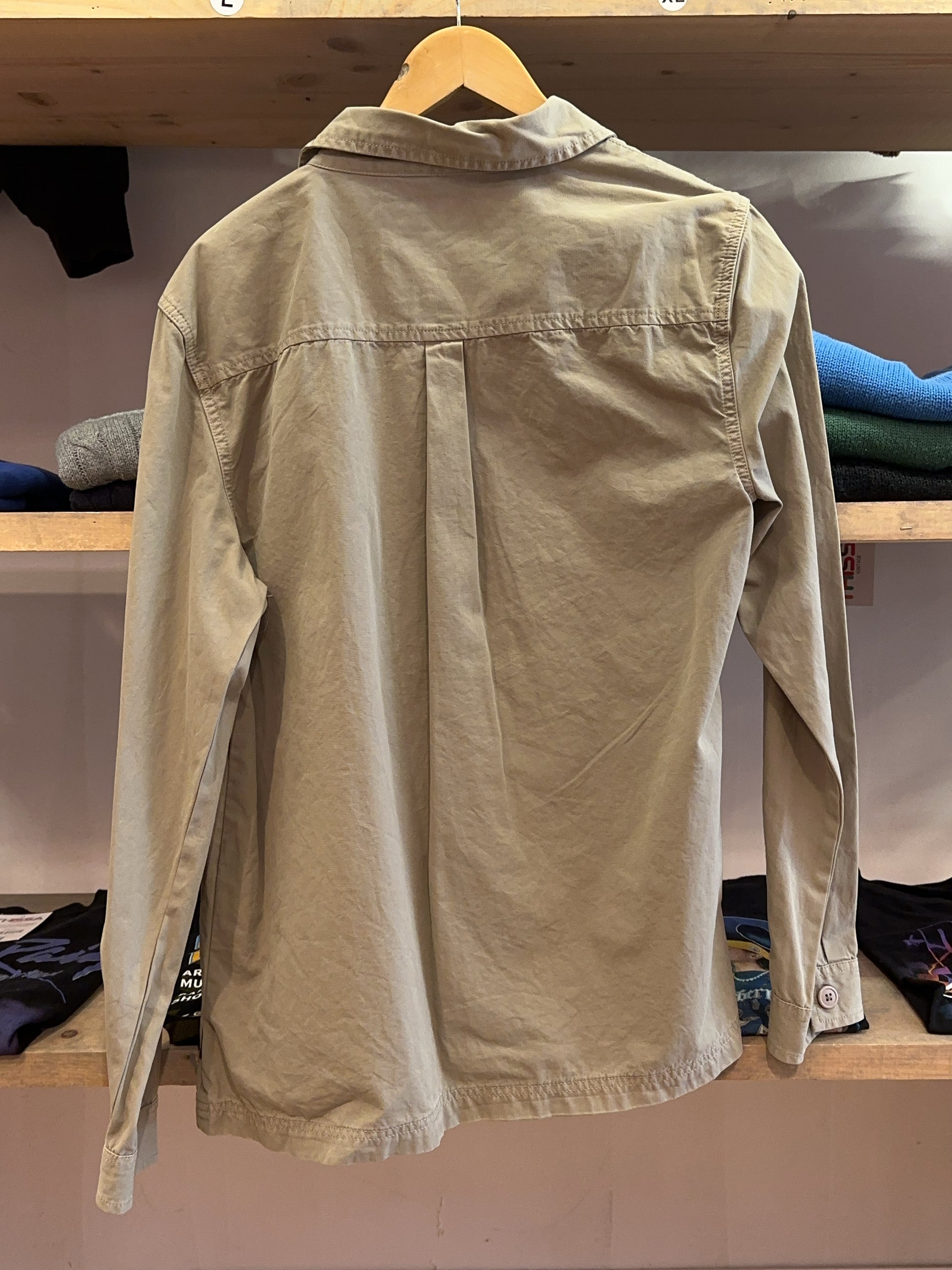 S - Barbour Beige Long-Sleeve Utility Overshirt