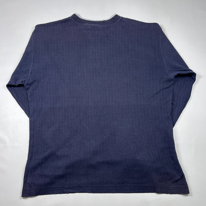 L - 1990's Puma Navy Long Essentials Elevated Relaxed Material Sleeve V-Neck Shirt