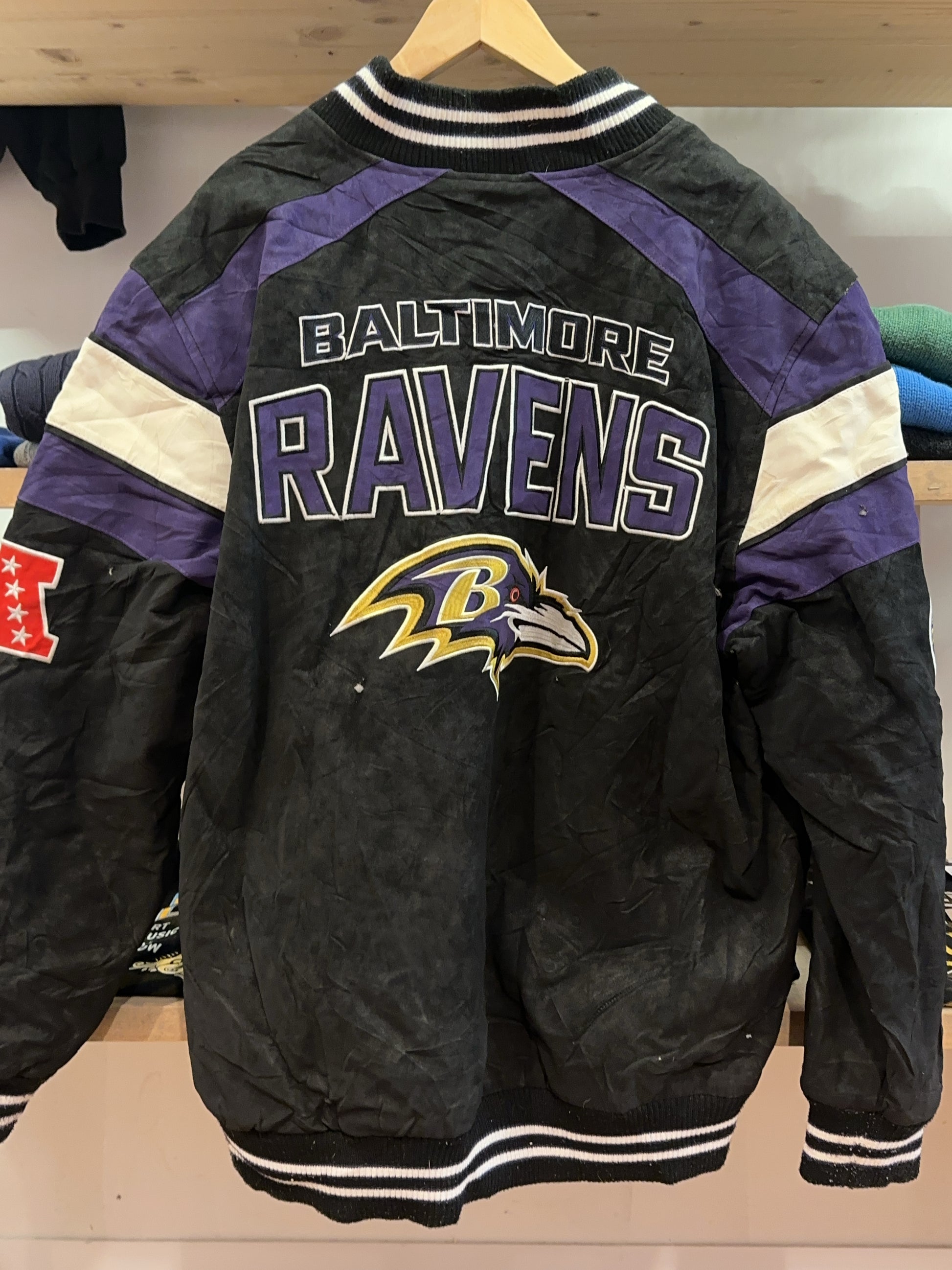 XXL - Vintage 1990's Baltimore Ravens NFL Jacket Leather Suede