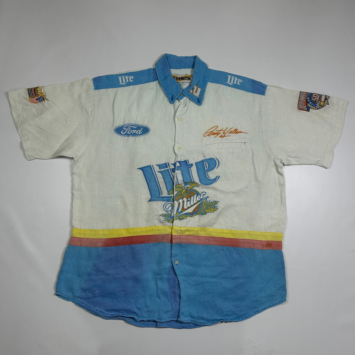 XL - Vintage 1990's Jeff Hamilton Miller Lite Racing Sponsor Button-Up Shirt