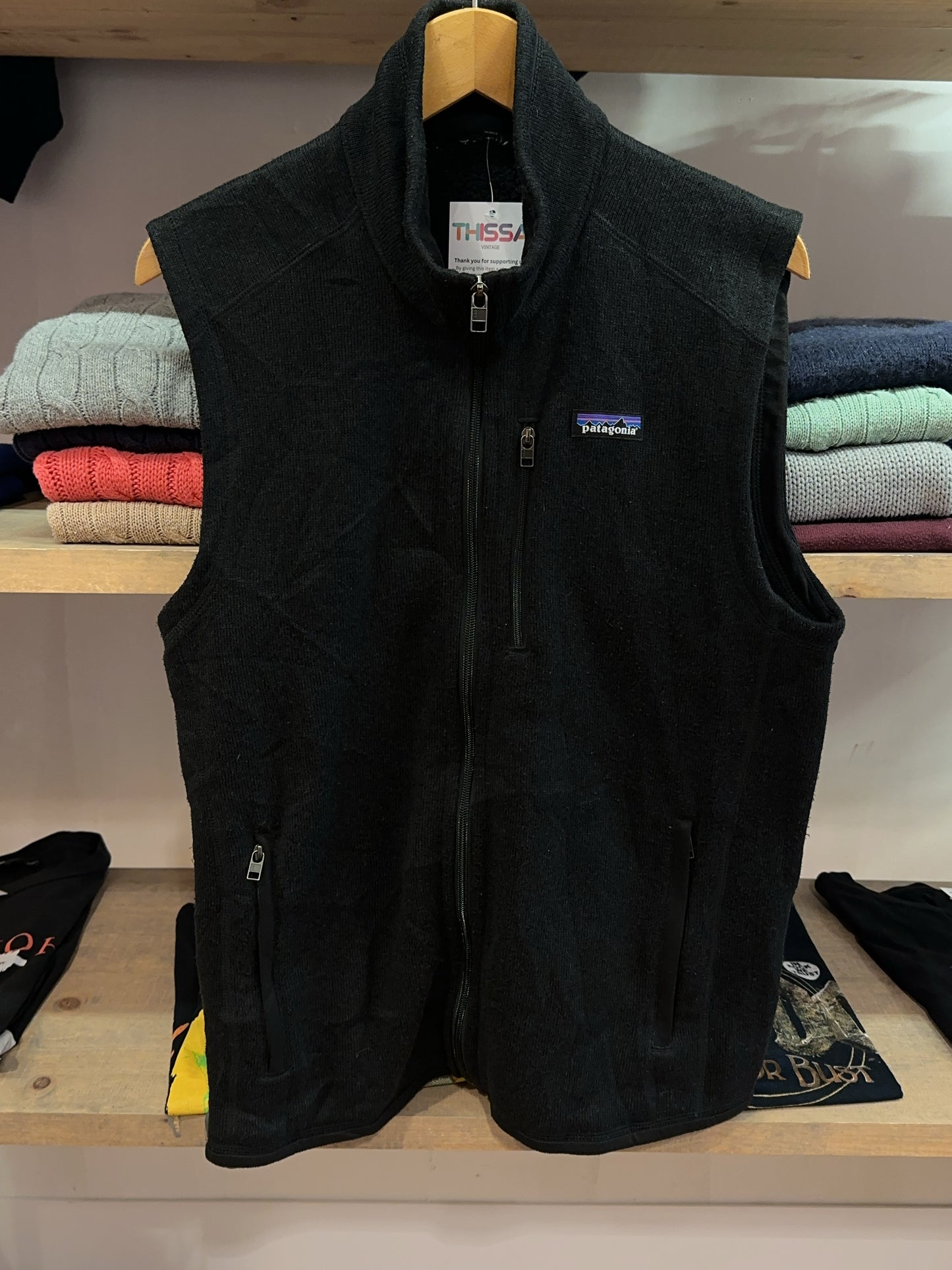 Patagonia Black Full-Zip Fleece Vest Large - L