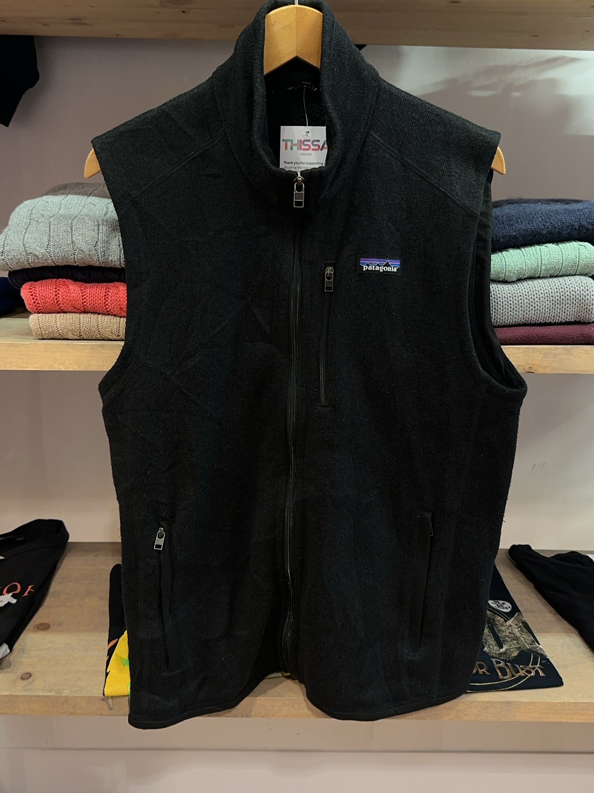 Patagonia Black Full-Zip Fleece Vest Large - L