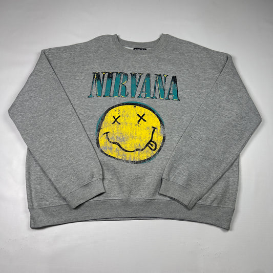 XL - Nirvana Smiley Face Graphic Crewneck Sweatshirt