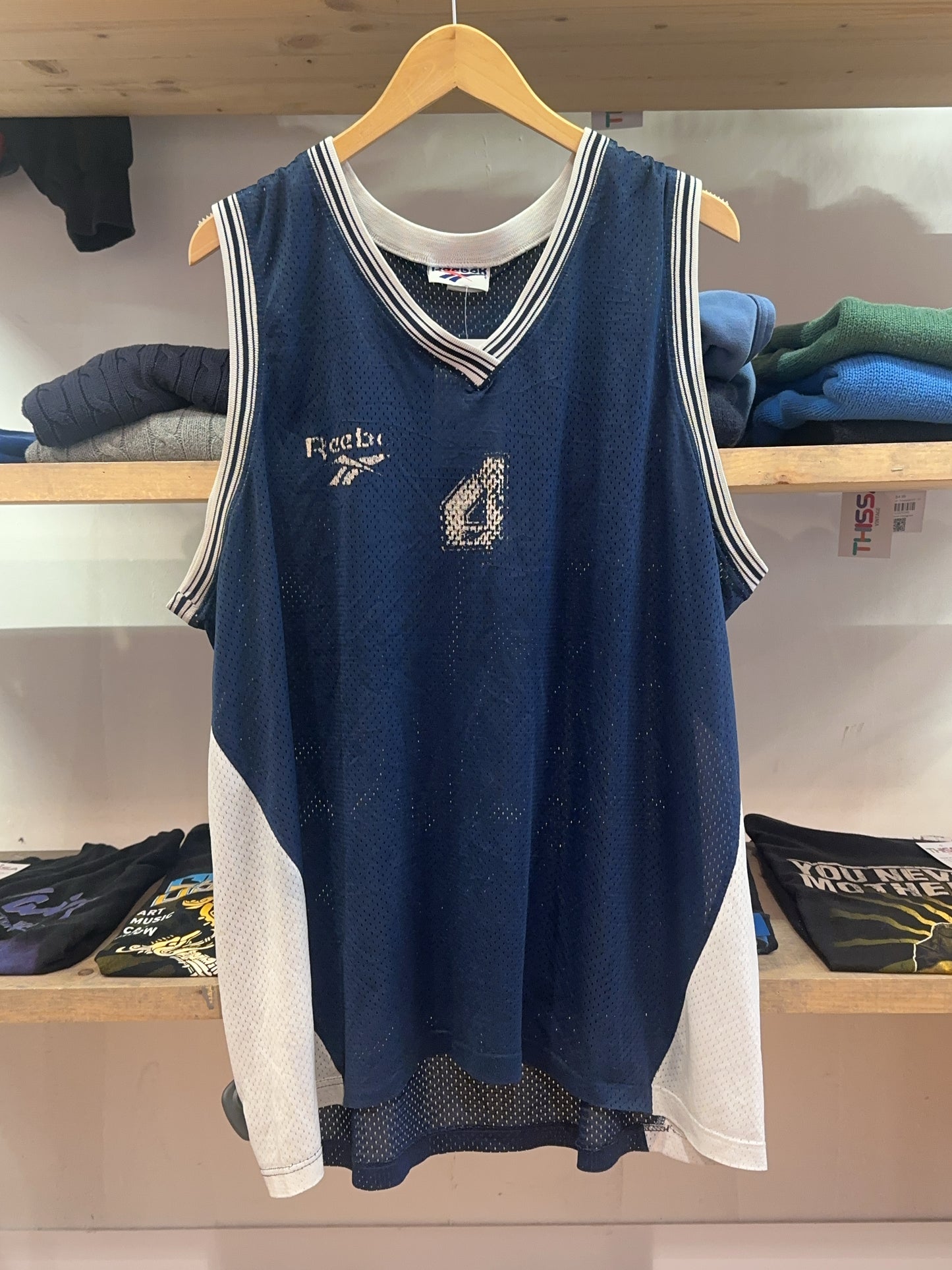 XXL - Reebok Navy Mesh Basketball Jersey