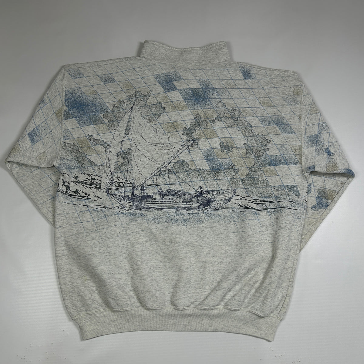 L - Vintage 1990's Art Unlimited Sailboat Quarter-Zip Sweatshirt