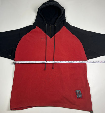 XL - 1990's Adidas Red Black Hooded Pullover Sweatshirt