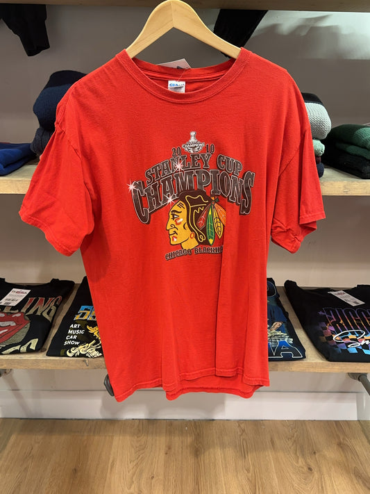 L - Chicago Blackhawks NHL 2010 Stanley Cup Champions Red T-Shirt