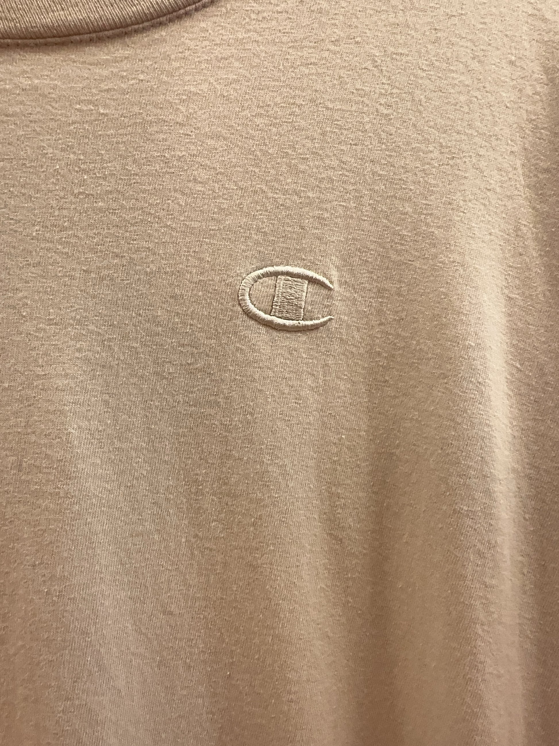 Champion Beige Embroidered Logo Crewneck T-Shirt