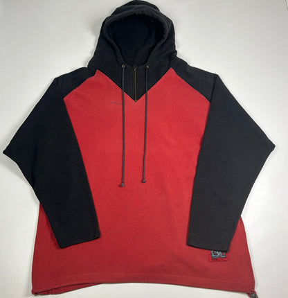 XL - 1990's Adidas Red Black Hooded Pullover Sweatshirt