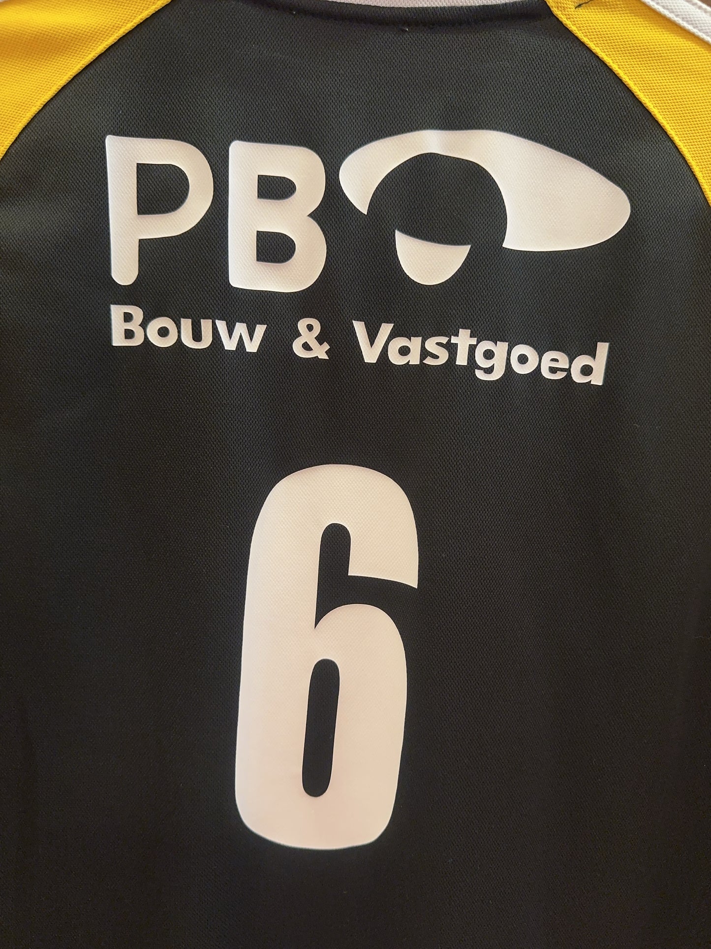 2007/08 FC Den Bosch Away Patrick Football Shirt Jersey #6 Black Yellow XS
