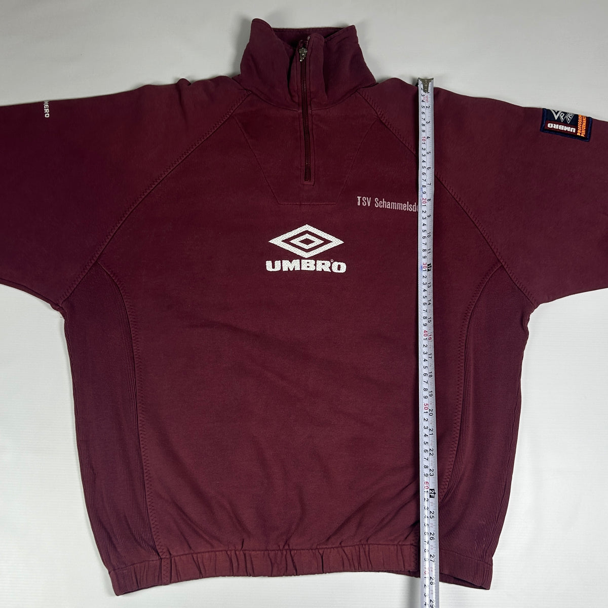 XL - Vintage 1990's Umbro TSV Schammelsdorf Burgundy Quarter-Zip Training Top