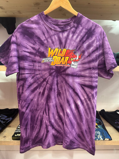 XL - Purple Tie-Dye Wild Boar Racing Graphic T-Shirt