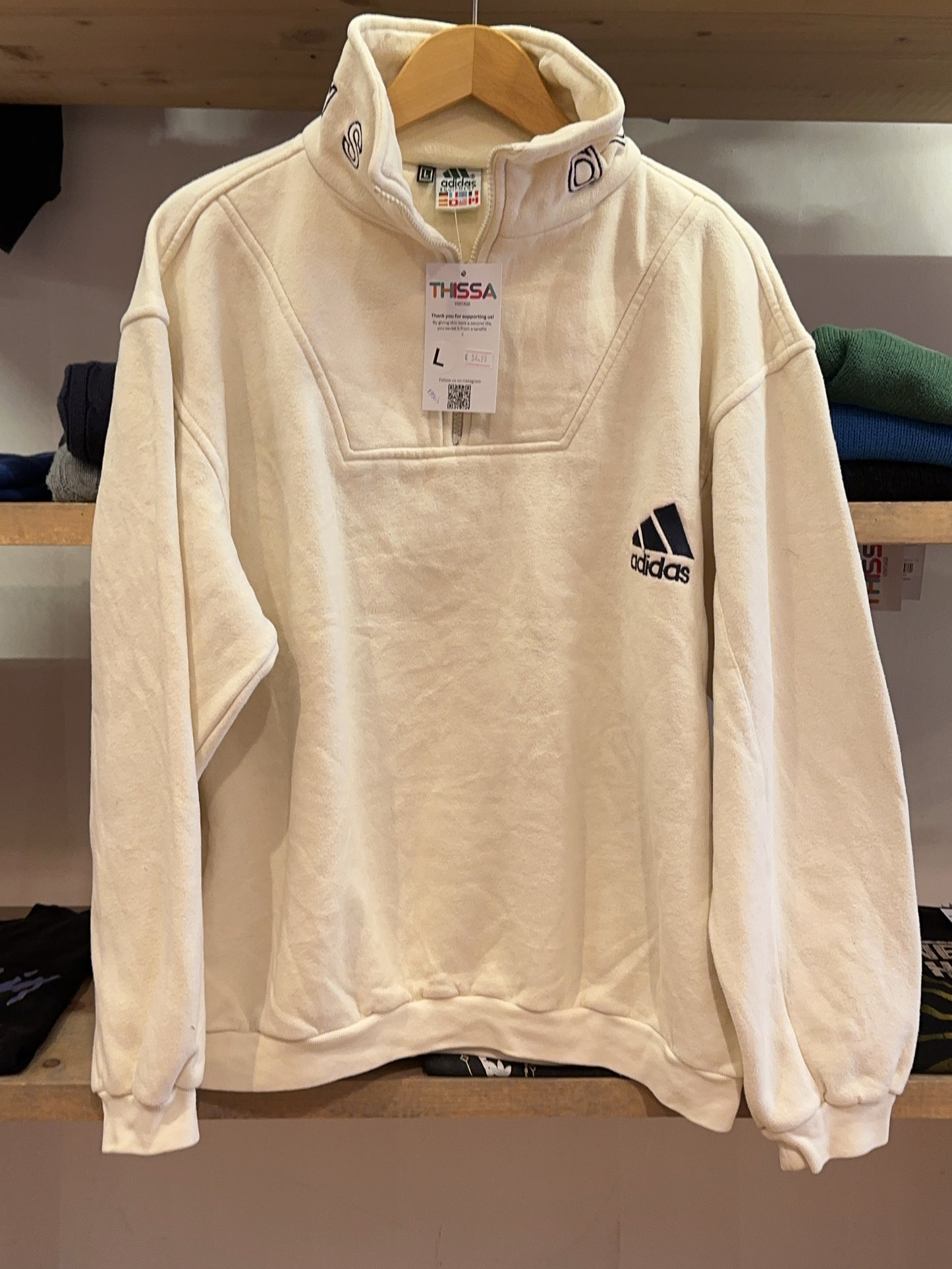 L - Vintage 1990's Adidas Fleece Quarterzip