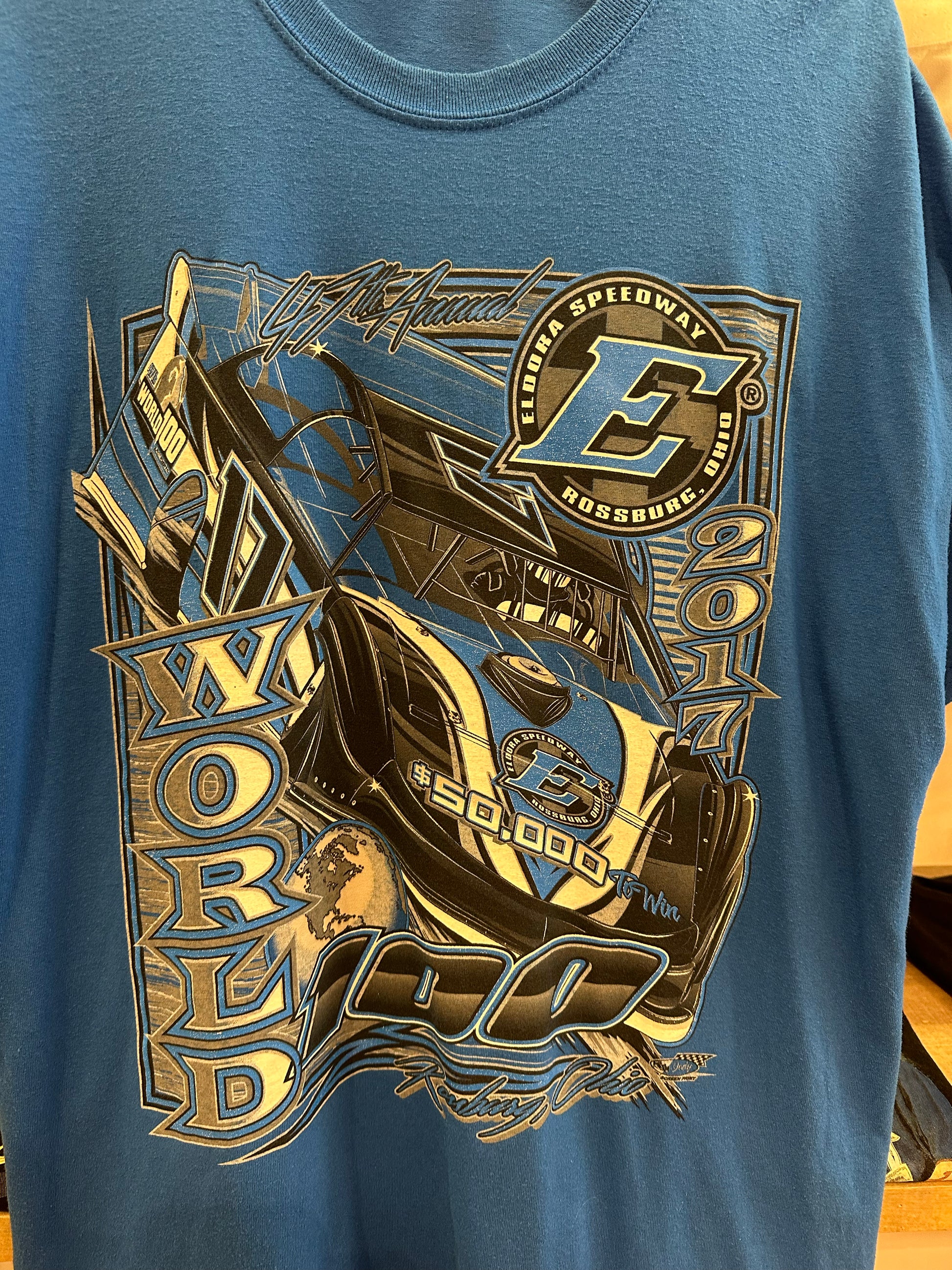 XL - World of Outlaws 2021 Eldora Speedway Blue Racing T-Shirt