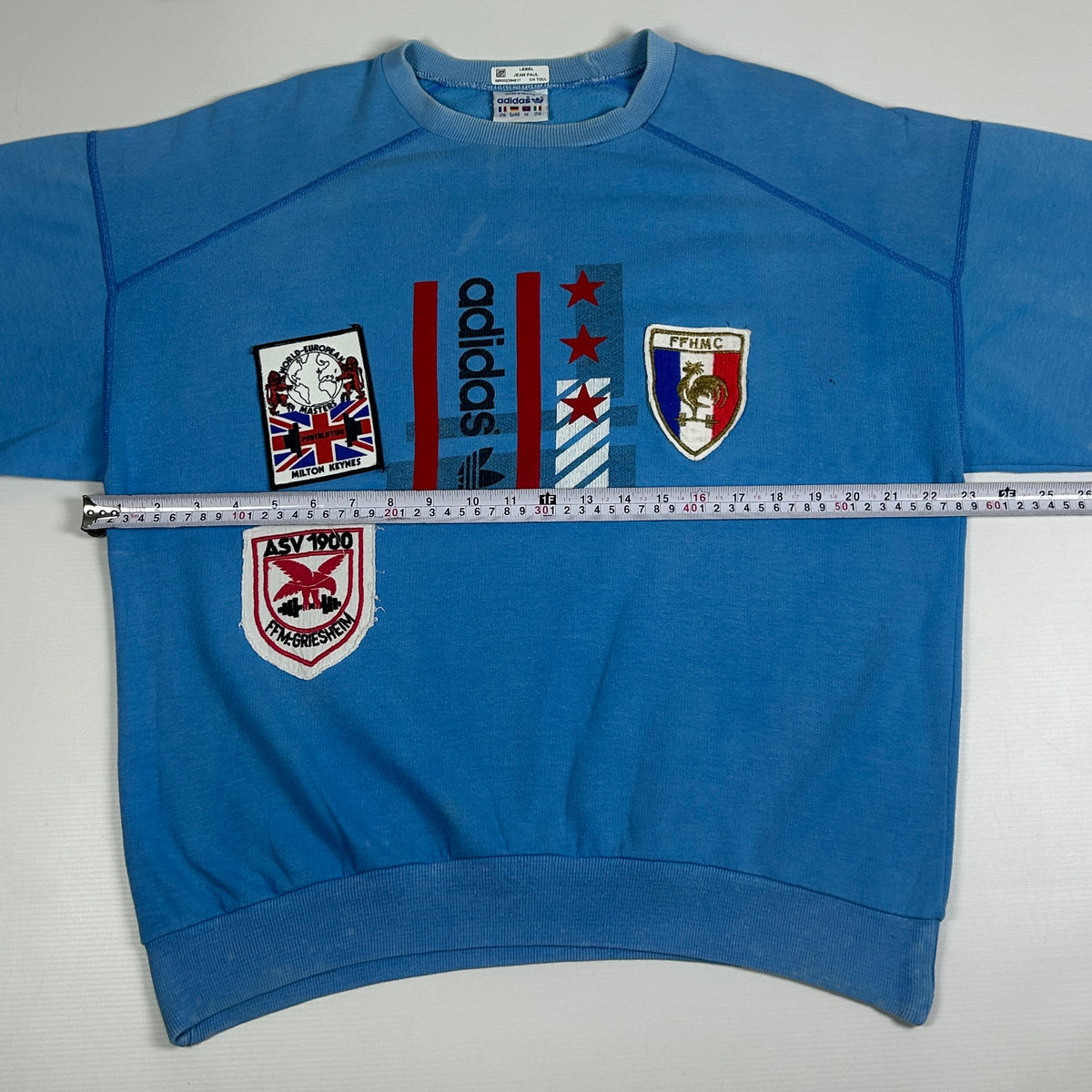 M - 1980's Vintage Adidas Jean Paul Powerlifting Graphic Sweatshirt