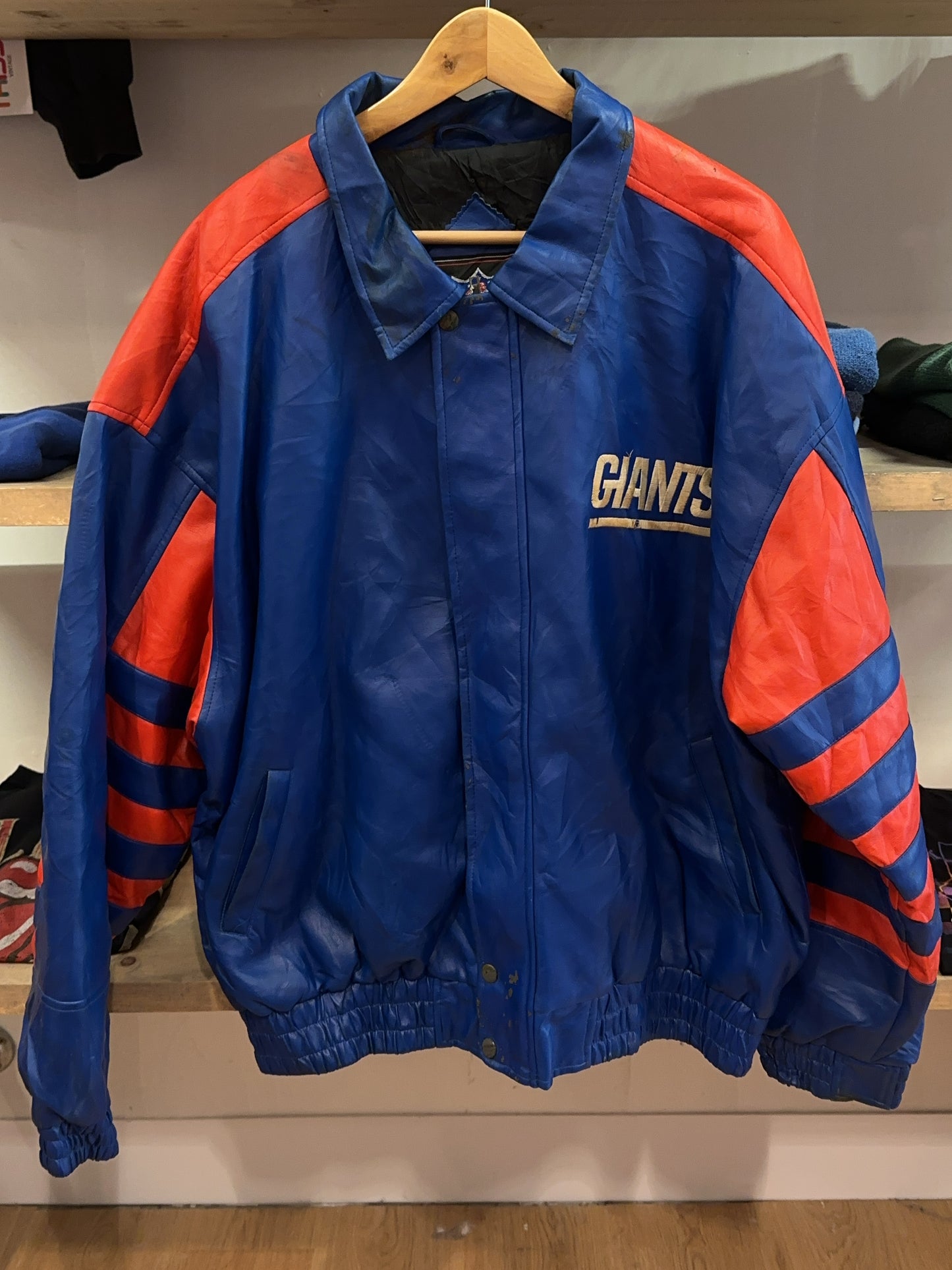 XL - Vintage 1990's New York Giants Game Day NFL Leather Jacket