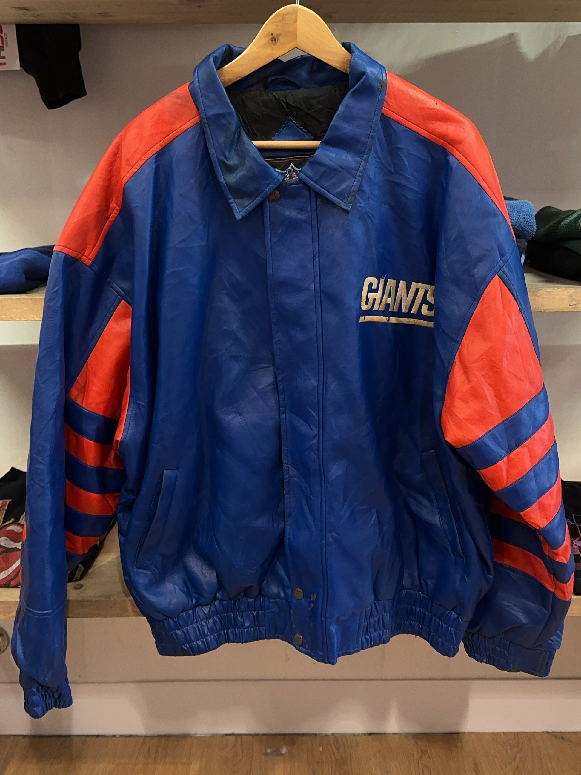 XL - Vintage 1990's New York Giants Game Day NFL Leather Jacket