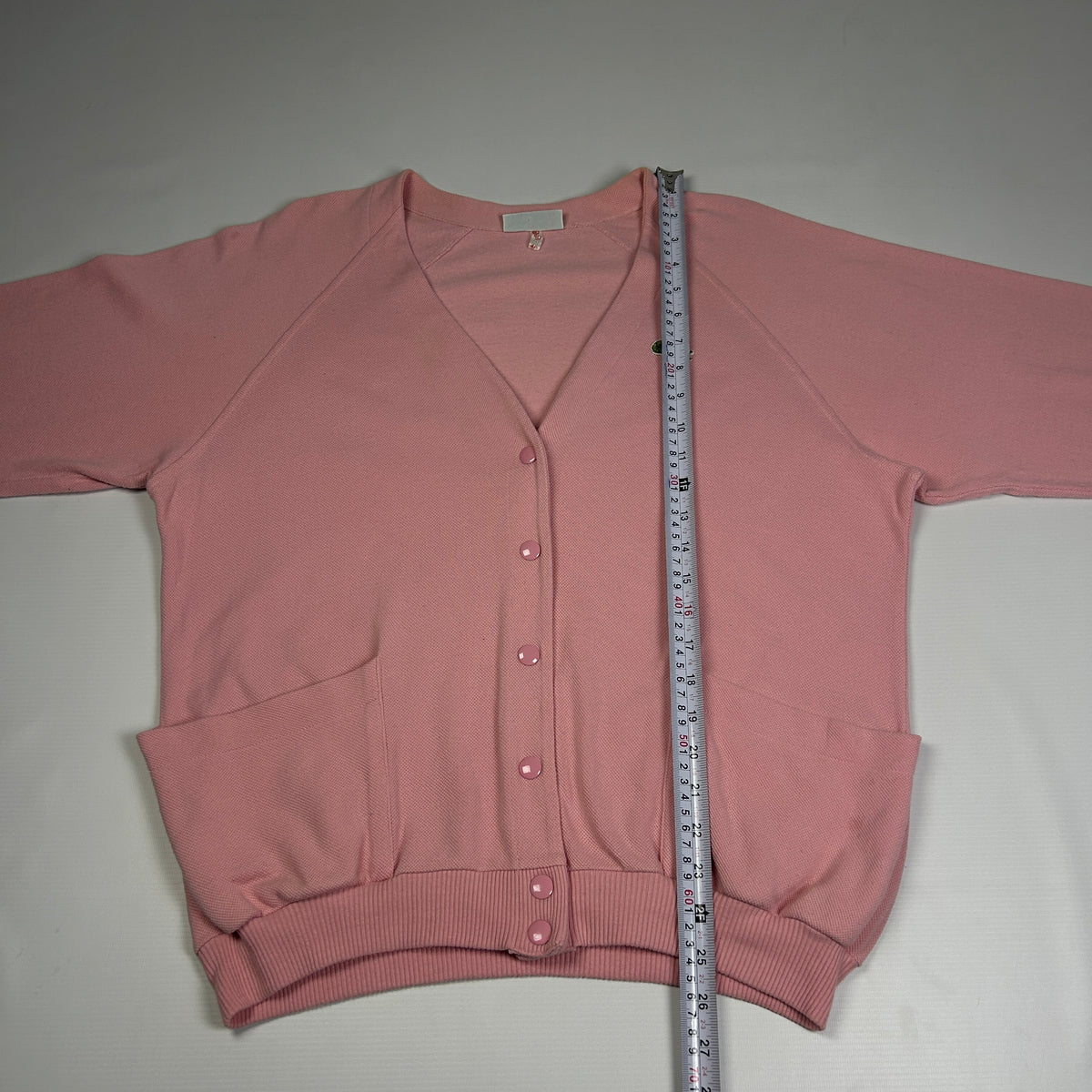 L - 1980's Lacoste Women's Pink Relaxed Fit V-neck Wool Cardigan