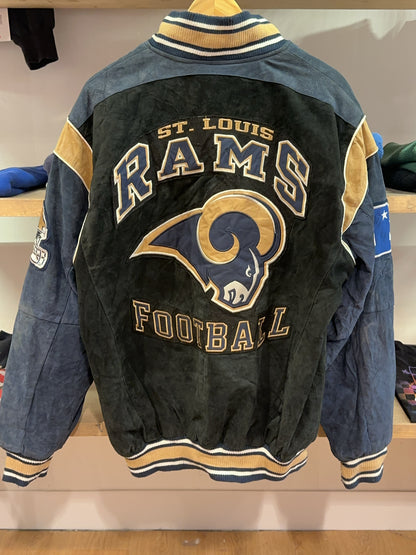 L - Vintage 2000's St. Louis Rams NFL Vintage Varsity Leather Suede Jacket
