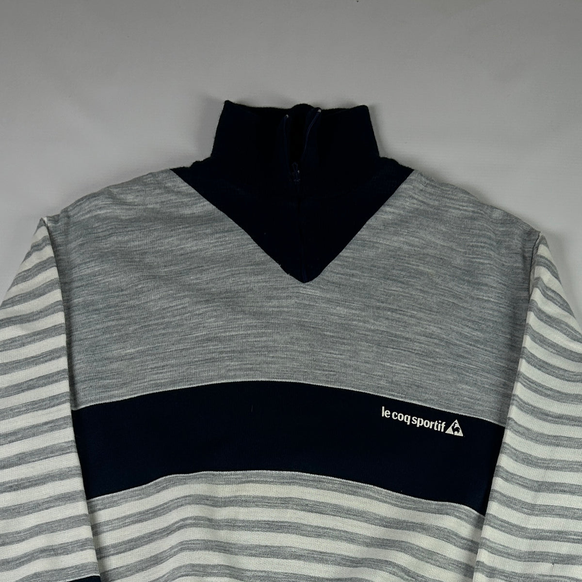 M - 1980's Le Coq Sportif Vintage Striped Quarter-Zip Pullover Sweatshirt