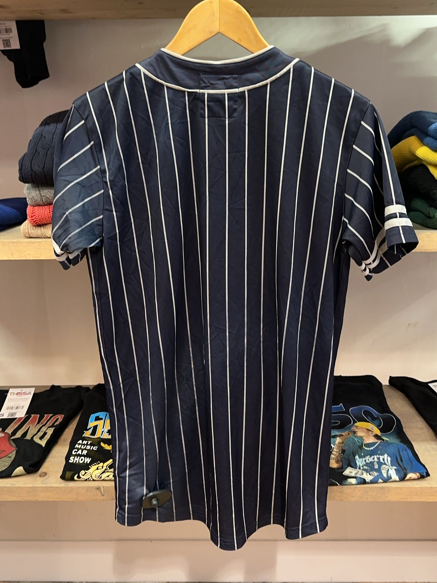 Fabric Navy Pinstripe Baseball Jersey