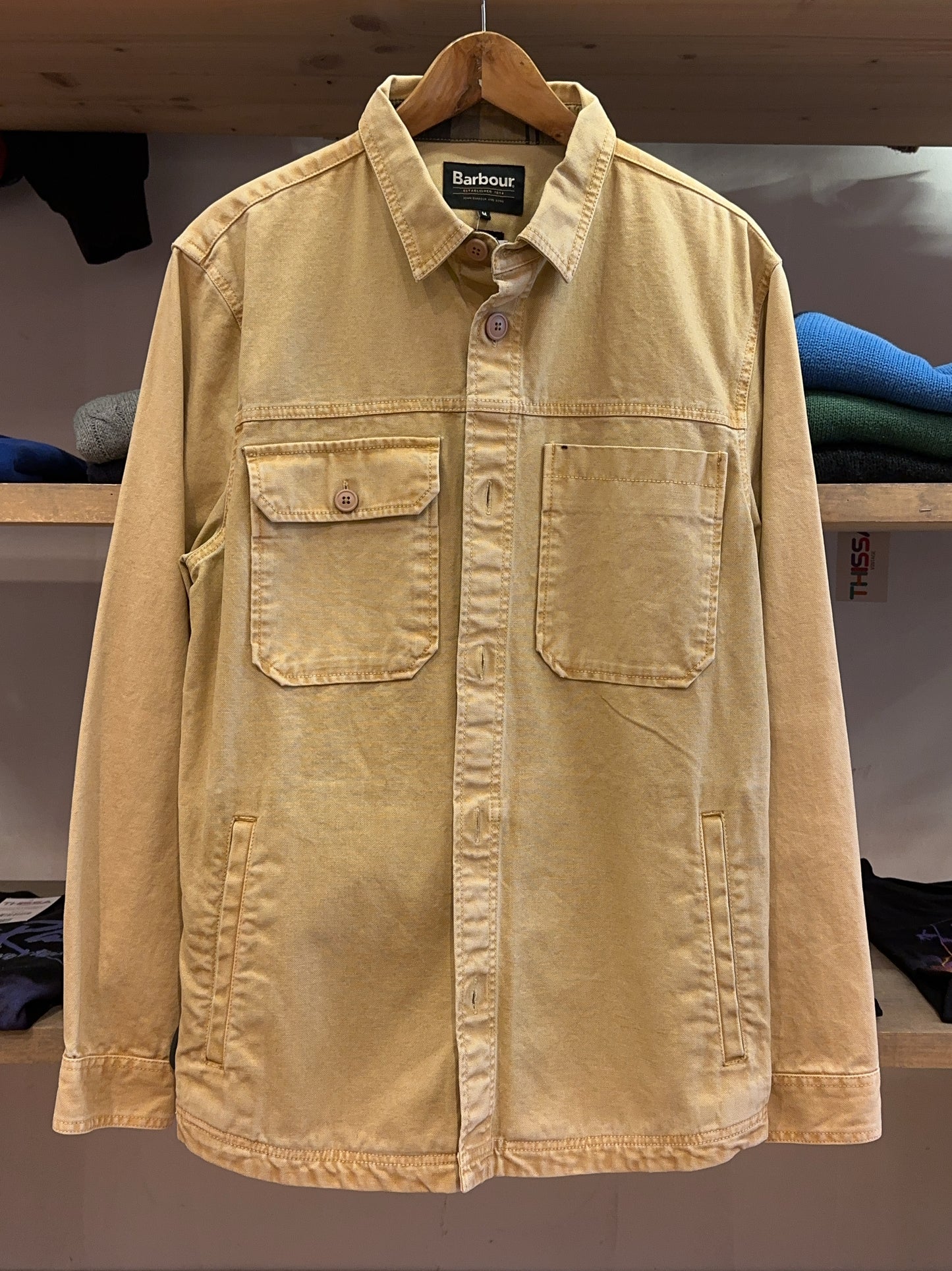 M - Barbour Regular Fit Beige Utility Overshirt Jacket