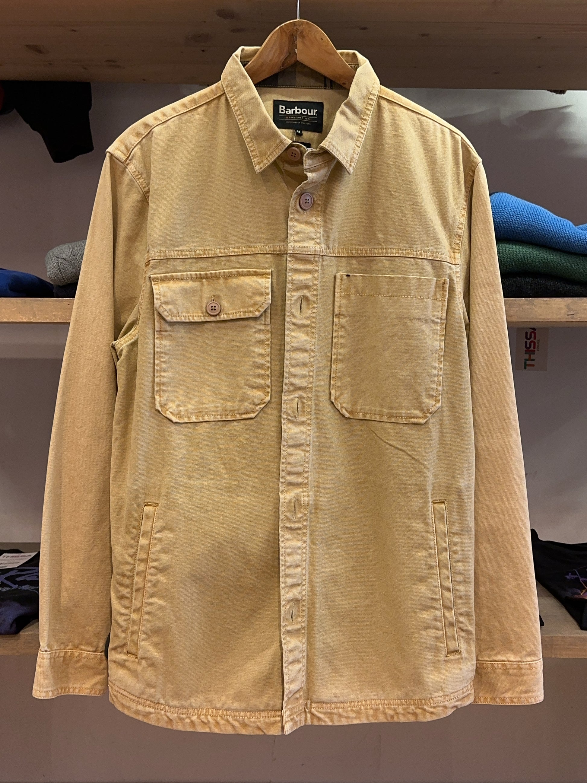 M - Barbour Regular Fit Beige Utility Overshirt Jacket