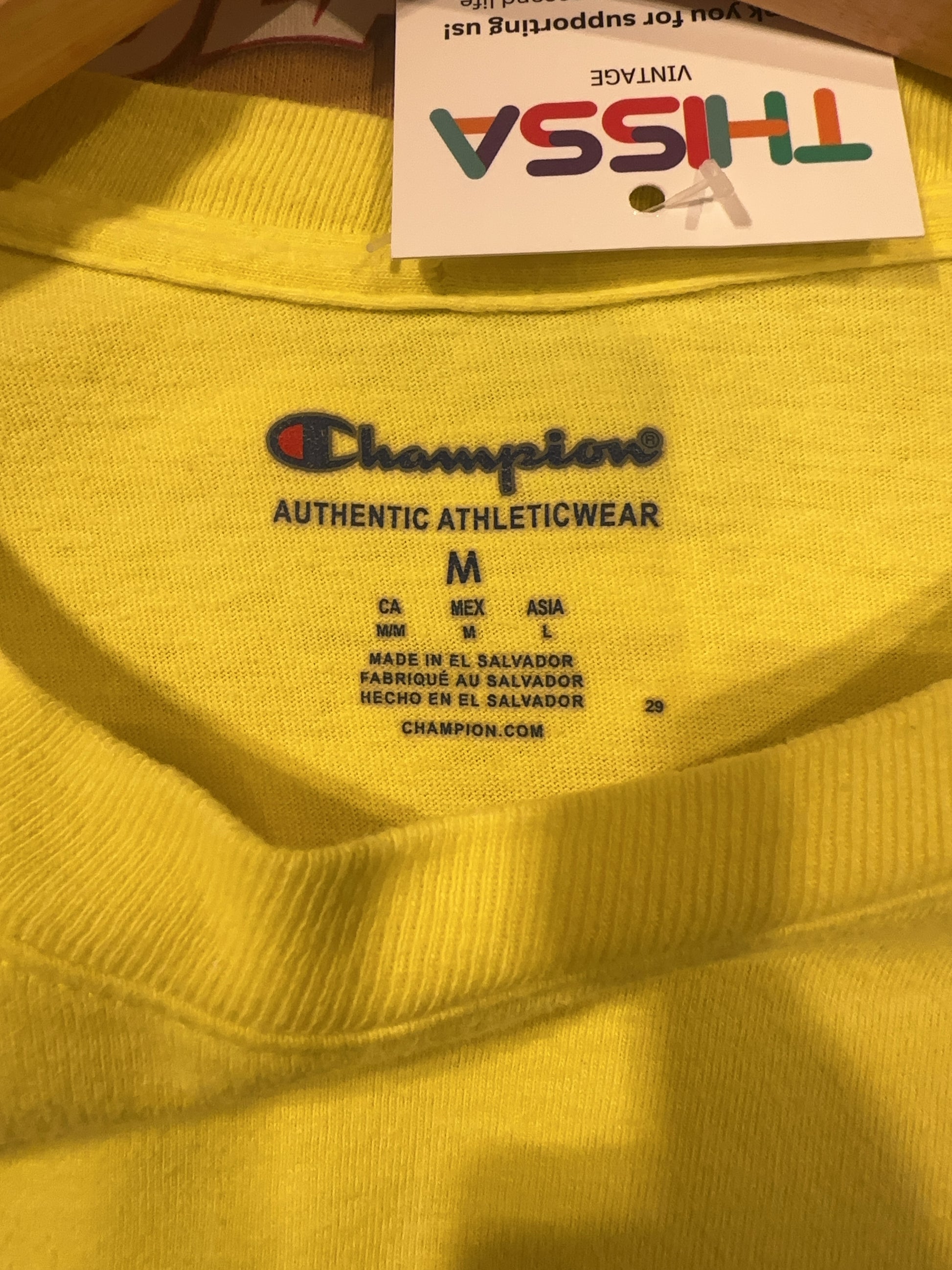 Champion Yellow Script Logo T-Shirt