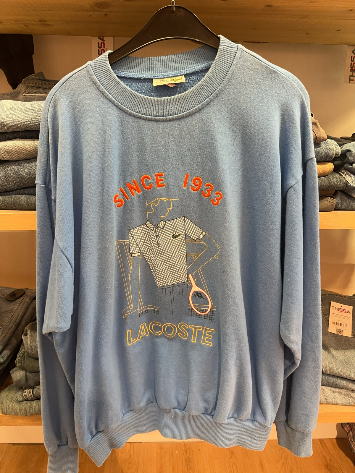 L - 1980's Lacoste Tennis Player Crewneck Sweatshirt