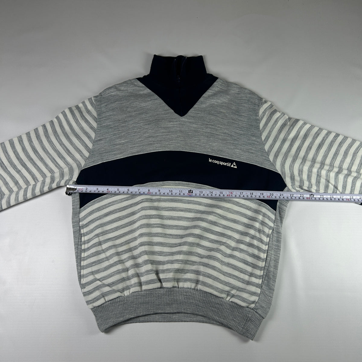 M - 1980's Le Coq Sportif Vintage Striped Quarter-Zip Pullover Sweatshirt