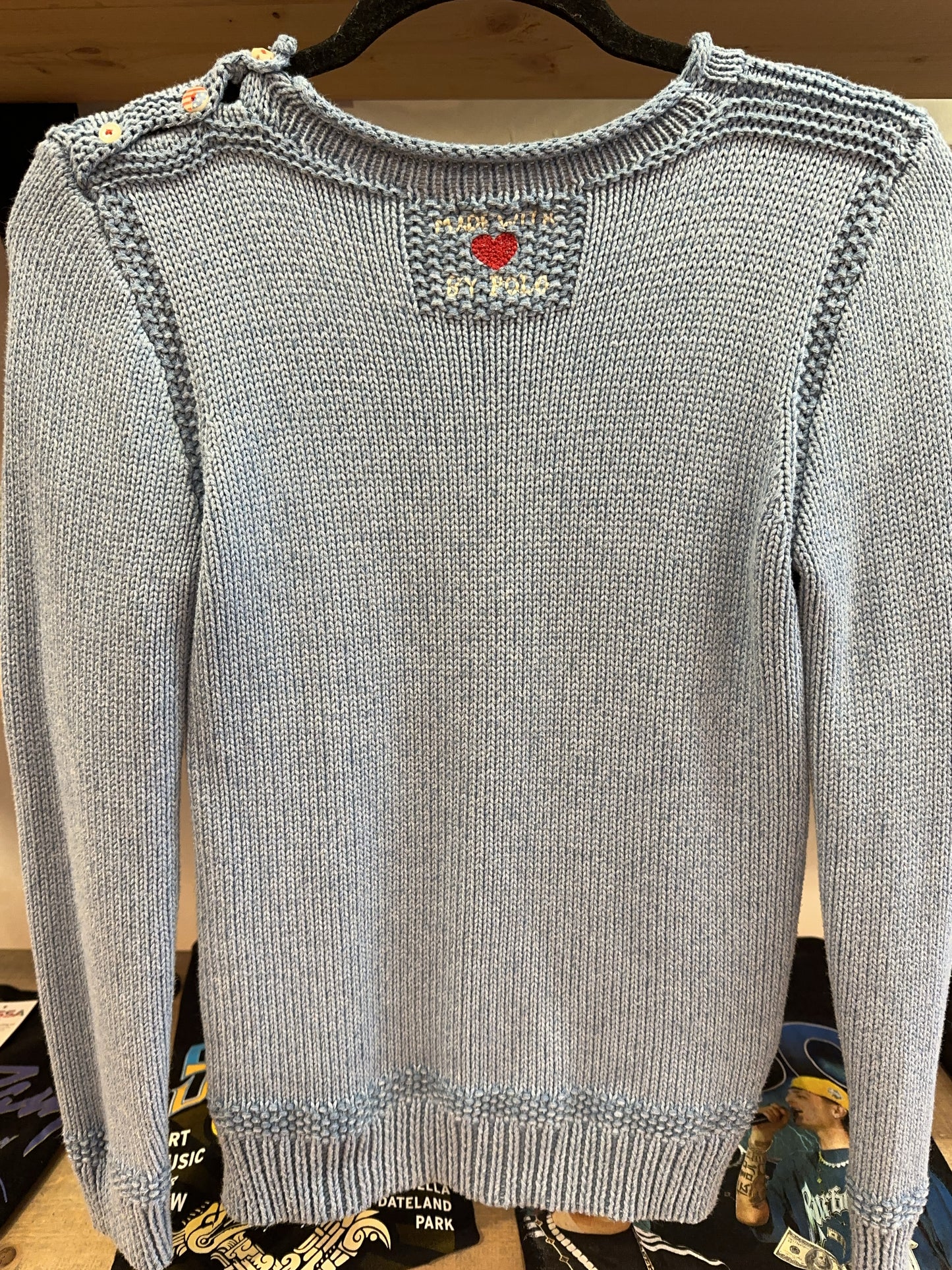 XS - Polo Ralph Lauren Cable Knit Flag-Heart Cotton Jumper USA Flag Heart