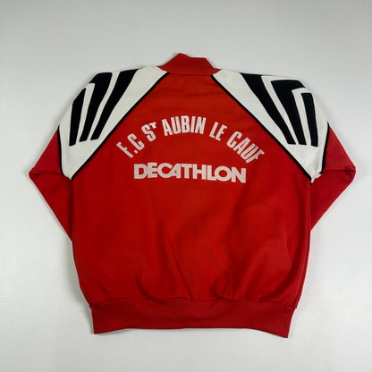 M - Vintage 1980's Adidas Red Track Jacket with Geometric Sleeve Panels