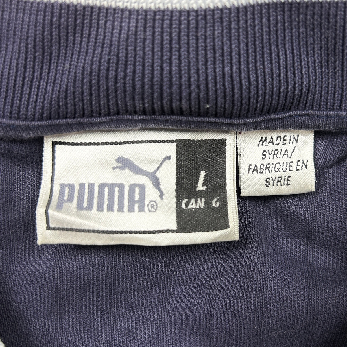 L - 1990's Puma Navy Long Essentials Elevated Relaxed Material Sleeve V-Neck Shirt