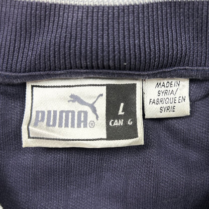 L - 1990's Puma Navy Long Essentials Elevated Relaxed Material Sleeve V-Neck Shirt