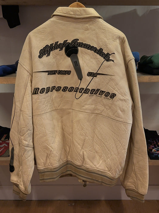 XL - Vintage 2000's HipHop Immortal Tuff Corps Leather Bomber Jacket