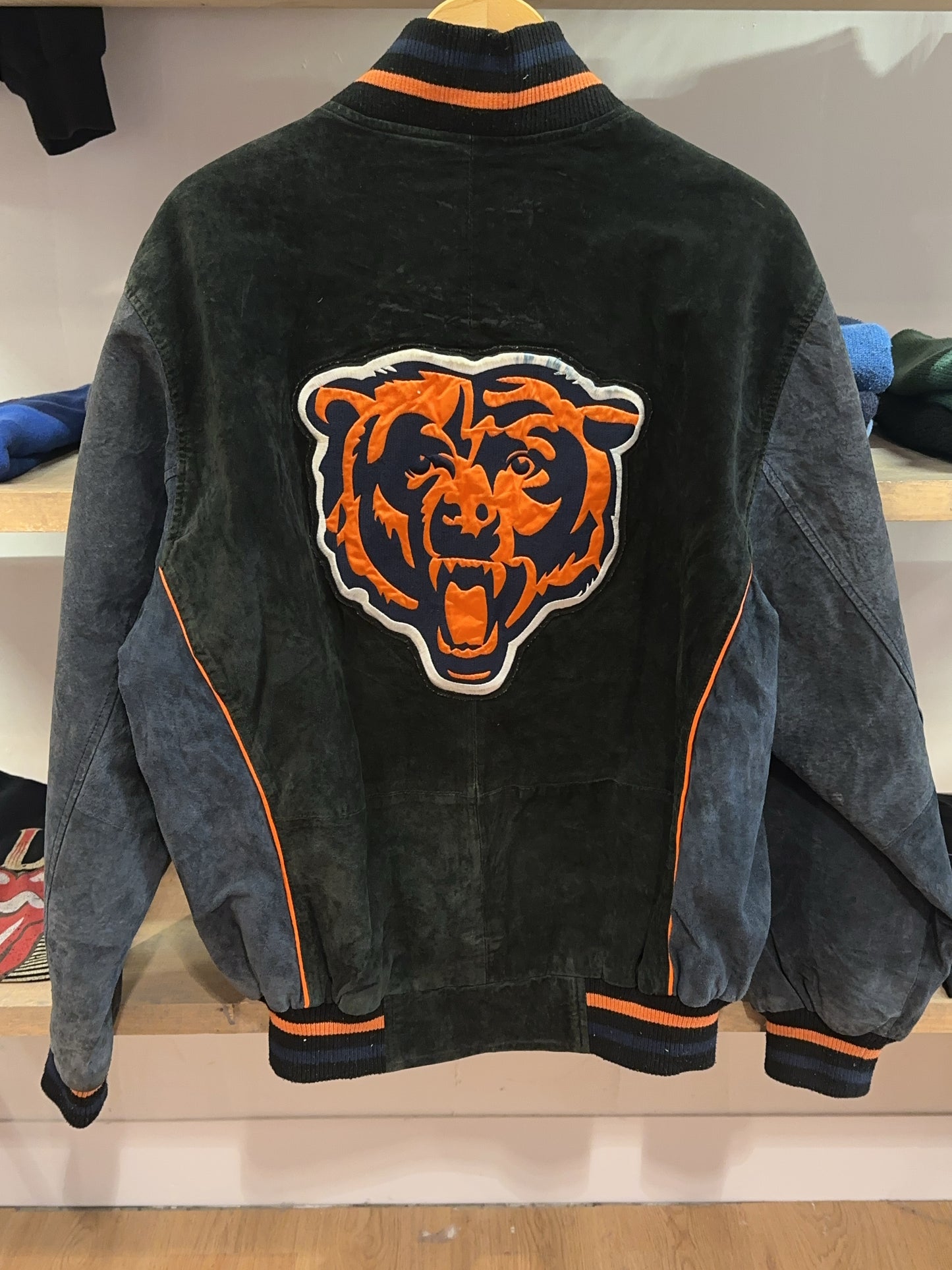 M - Vintage 2000's Chicago Bears NFL Vintage Leather Suede Bomber Jacket