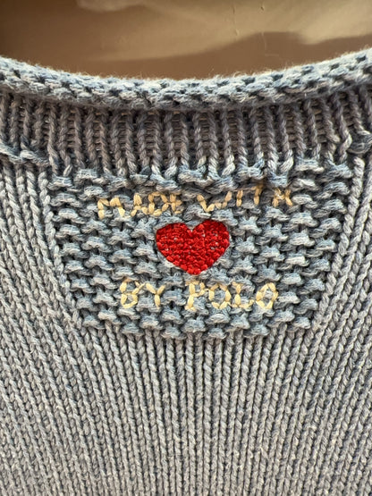 XS - Polo Ralph Lauren Cable Knit Flag-Heart Cotton Jumper USA Flag Heart