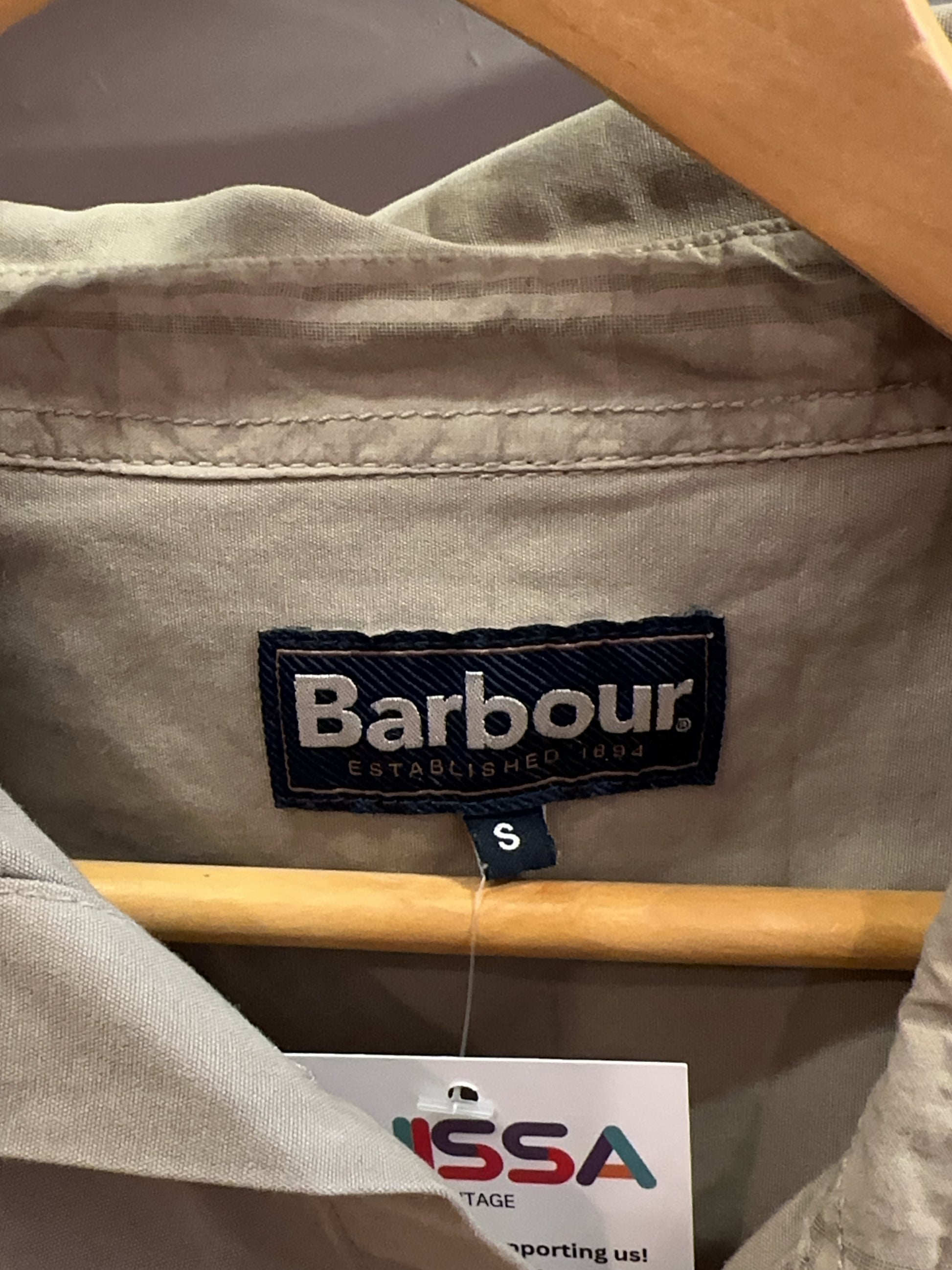 S - Barbour Beige Long-Sleeve Utility Overshirt